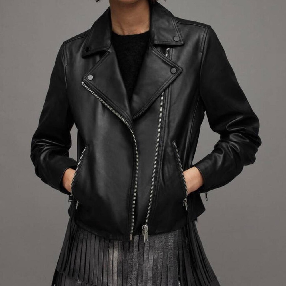 AllSaints Dalby Biker Genuine Leather Jacket Size US 2 Small NWOT Price FIRM